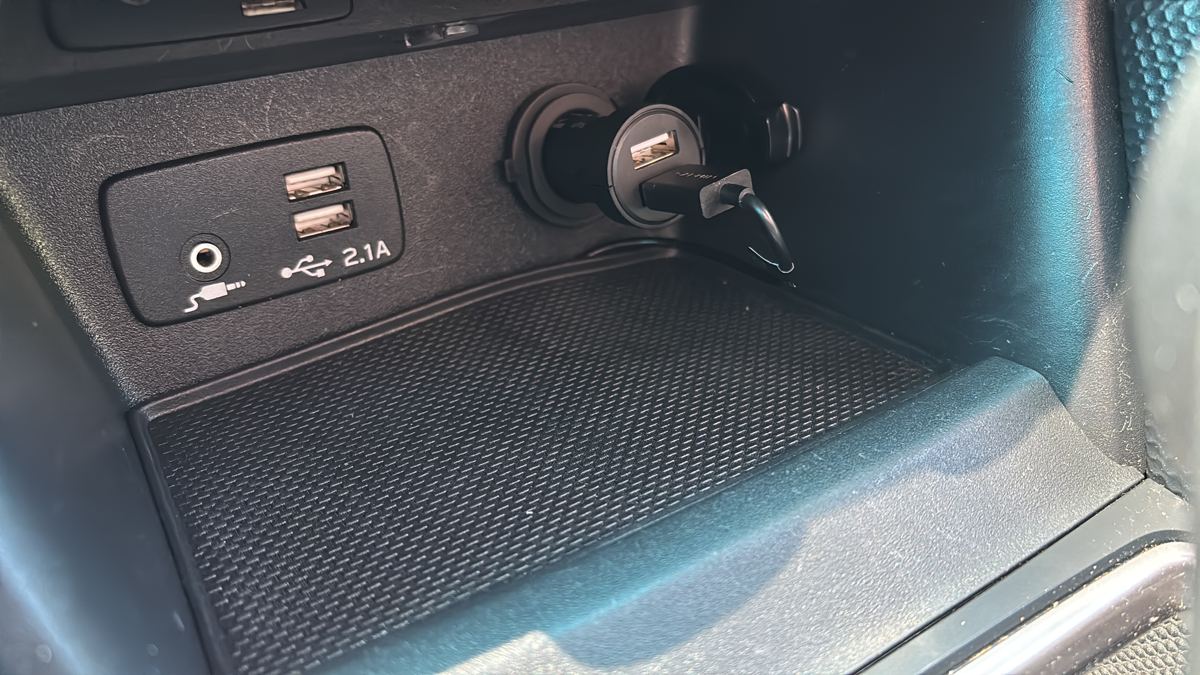 Front and rear dashcam system installed in a sedan