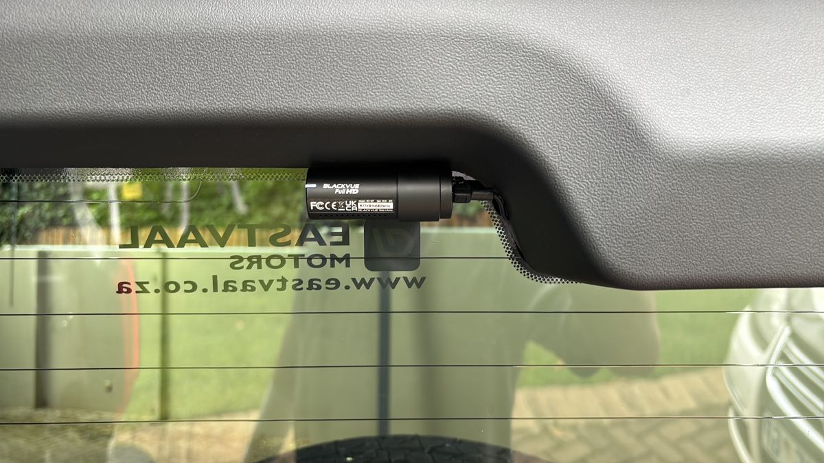 Completed dashcam fitment viewed from the driver's seat